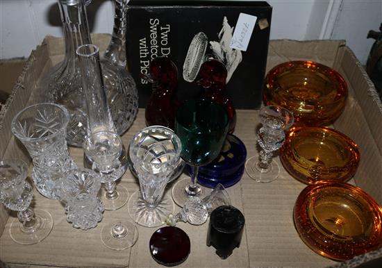 A quantity of glassware including three Whitefriars ashtrays